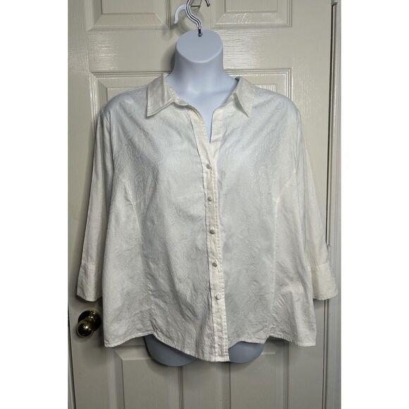 Cato Women's Paisley Embroidery‎ Cuff Sleeves Button Up Blouse Plus Size 26/28W - Picture 1 of 9